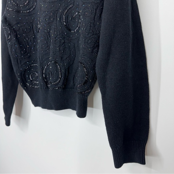 Vintage Liz Claiborne Collection Lambswool Blend Wimsy Iridescent Beaded Sweater - Picture 6 of 16